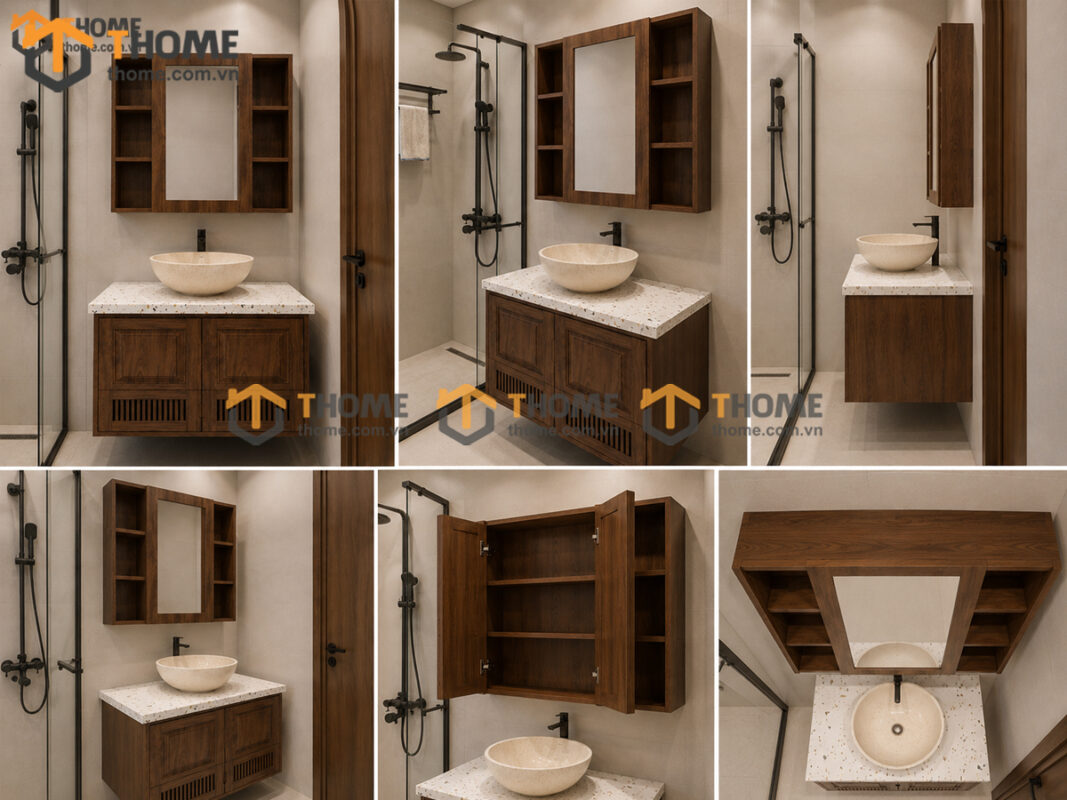 Tủ Lavabo Treo 4 Cánh Mở Sọc Đứng TL-06SN