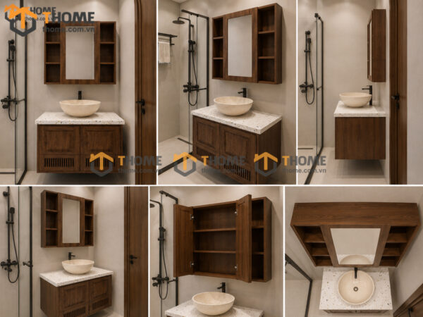 Tủ Lavabo Treo 4 Cánh Mở Sọc Đứng TL-06SN