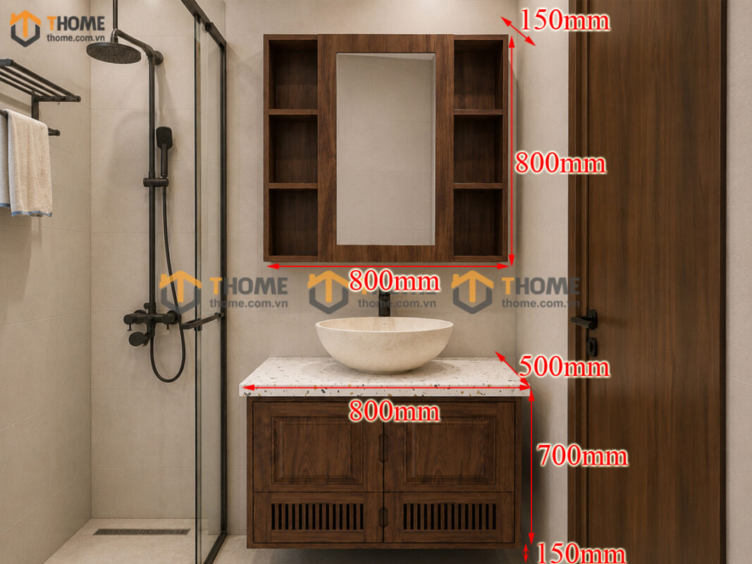 Tủ Lavabo Treo 4 Cánh Mở Sọc Đứng TL-06SN