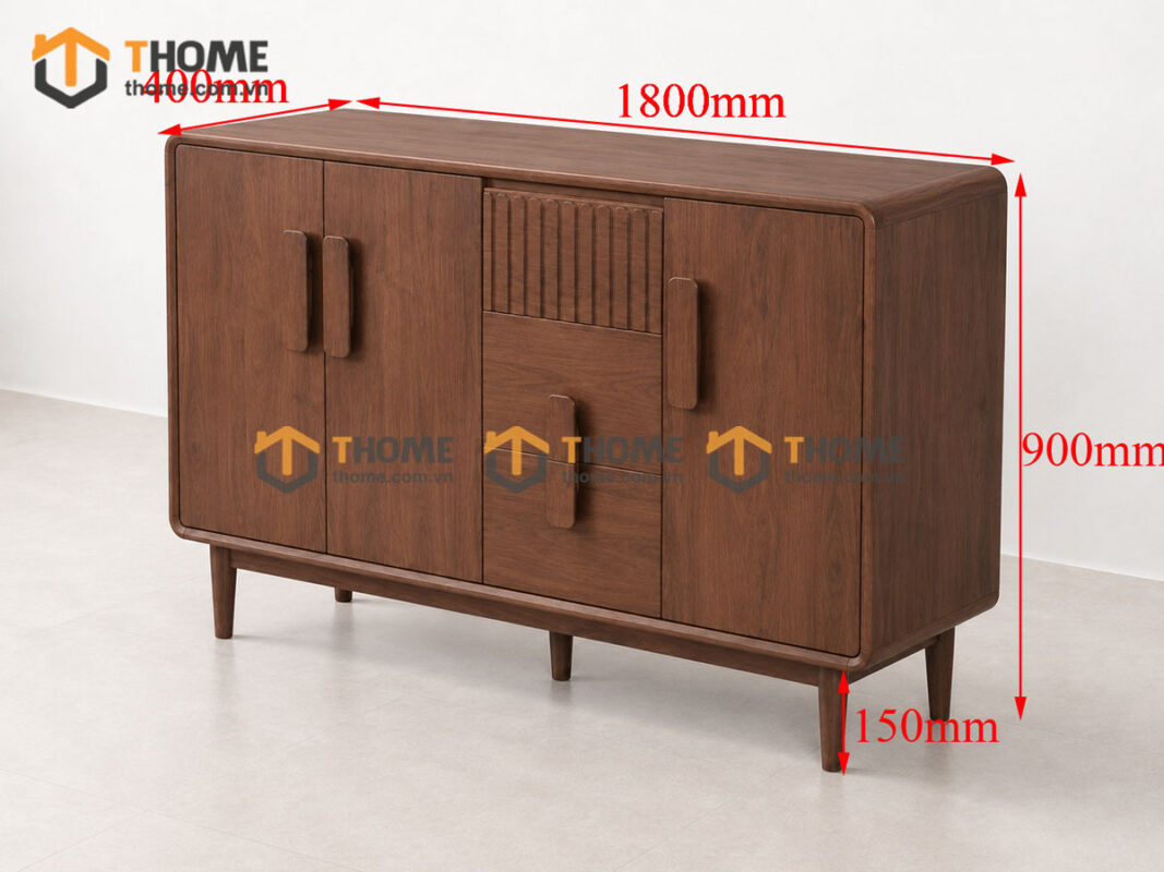 Tủ Trang Trí Gỗ Sồi Tự Nhiên 3 Cánh Cửa 3 Hộc Kéo Nova TNK-09SN