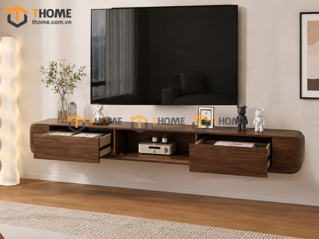 Tủ Tivi Treo Gỗ Sồi Tự Nhiên Nova Bo Hông TTVTT-09SN