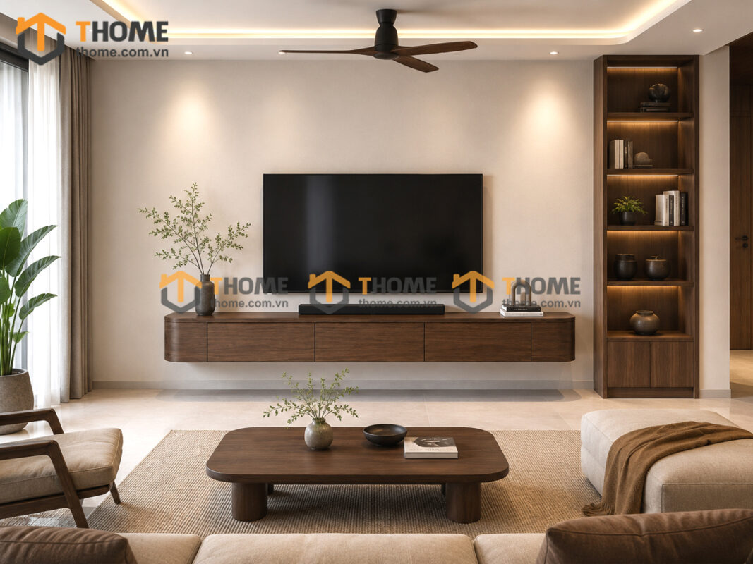 Tủ Tivi Treo Gỗ Sồi Tự Nhiên Nova Bo Hông TTVTT-09SN