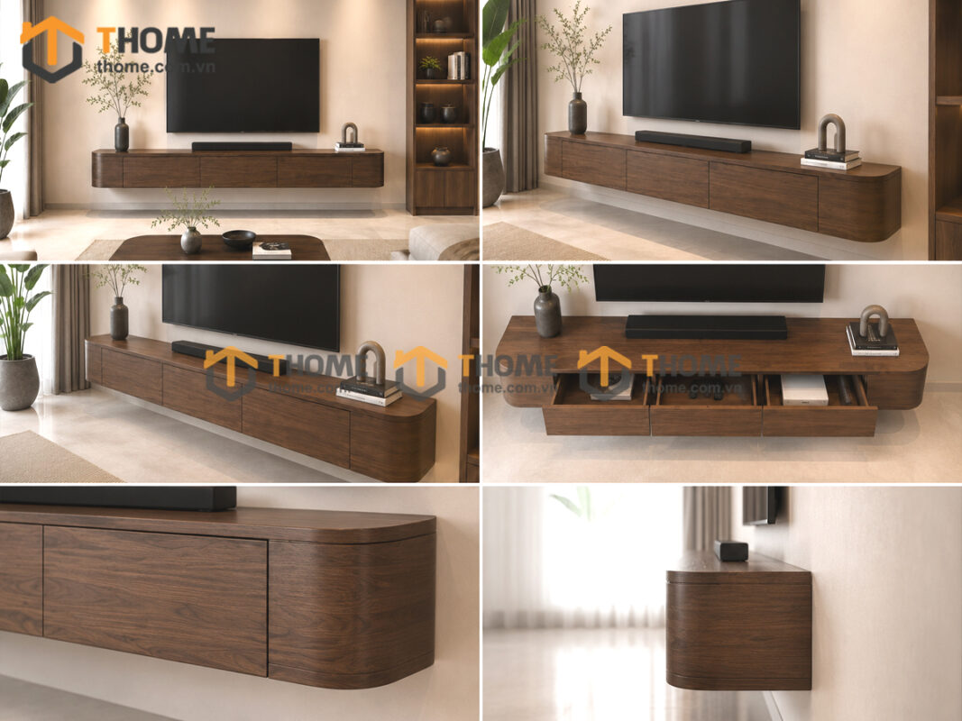Tủ Tivi Treo Gỗ Sồi Tự Nhiên Nova Bo Hông TTVTT-09SN