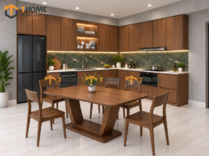 Thiết Kế Bộ Phòng Ăn Gỗ Sồi Tự Nhiên Số 11 Cánh Veneer TKPA-11SN