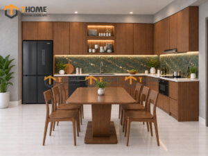 Thiết Kế Bộ Phòng Ăn Gỗ Sồi Tự Nhiên Số 11 Cánh Veneer TKPA-11SN