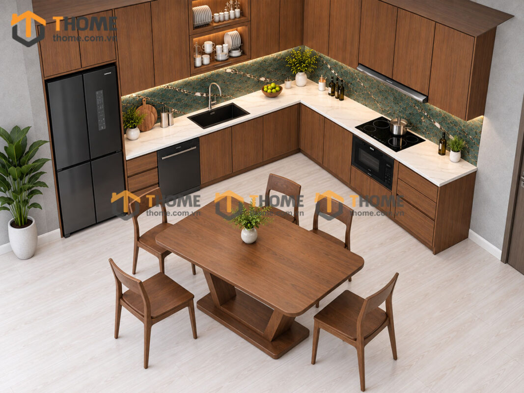 Thiết Kế Bộ Phòng Ăn Gỗ Sồi Tự Nhiên Số 11 Cánh Veneer TKPA-11SN