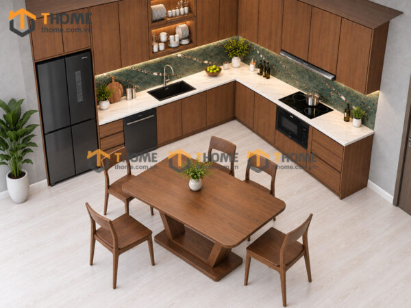 Thiết Kế Bộ Phòng Ăn Gỗ Sồi Tự Nhiên Số 11 Cánh Veneer TKPA-11SN