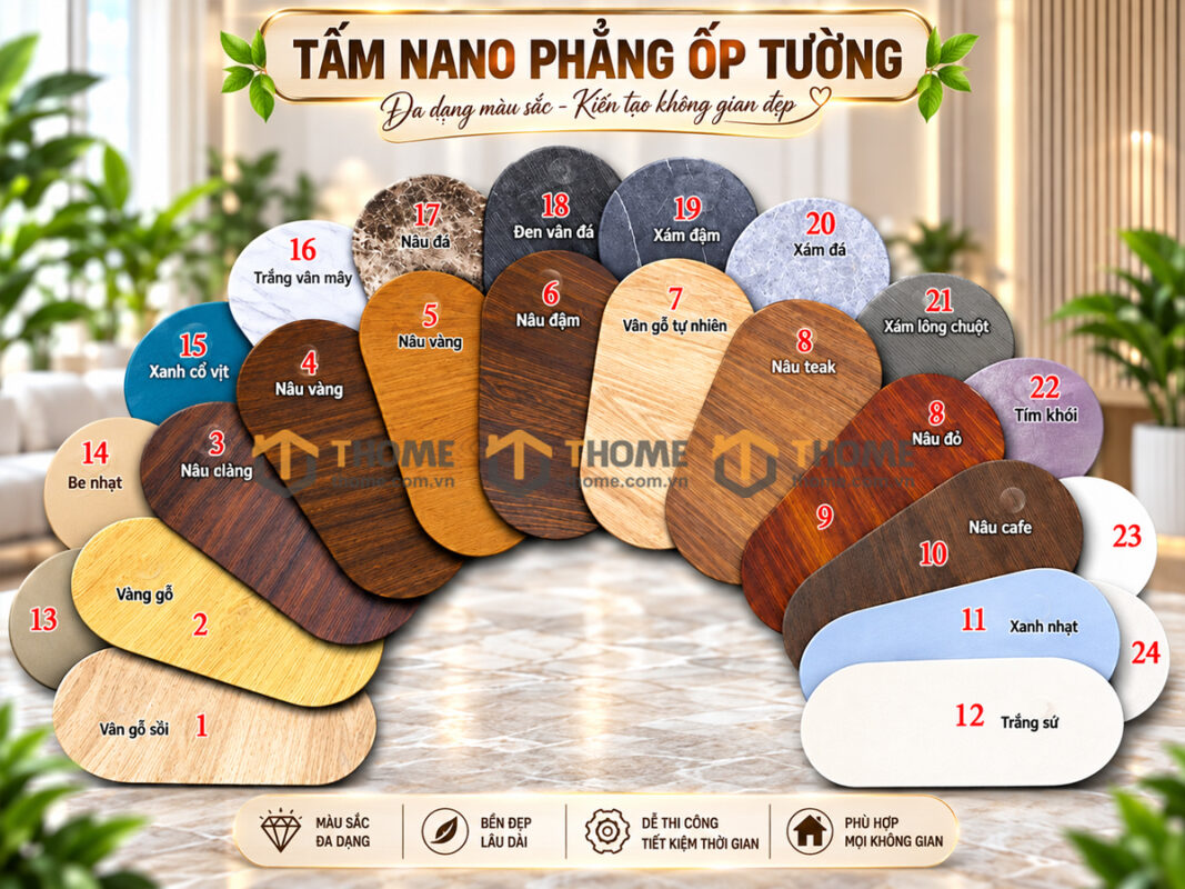 Các màu sắc tấm tấm nano phẳng ốp tường được ưa chuộng