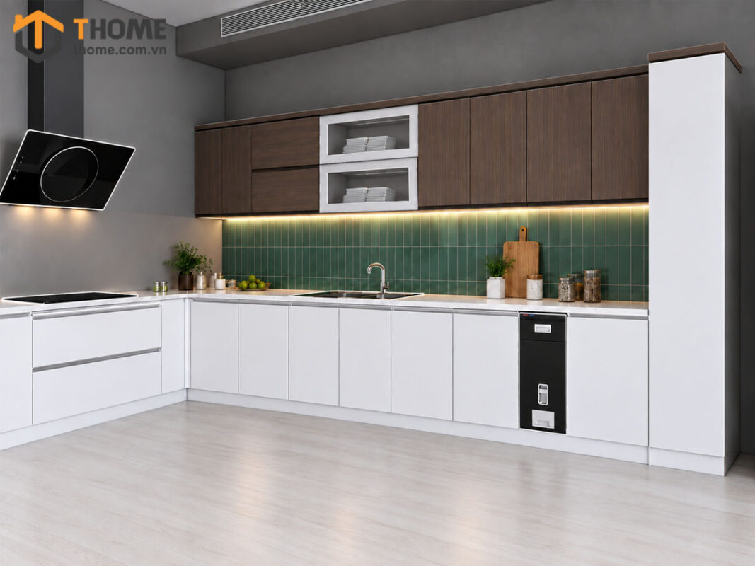 Phụ kiện tủ bếp – Tối ưu không gian cho tủ bếp gỗ sồi tự nhiên