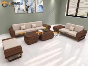 Sofa Gỗ Sồi Tự Nhiên YeTi 5 Món Màu Óc Chó SFĐ-44SN